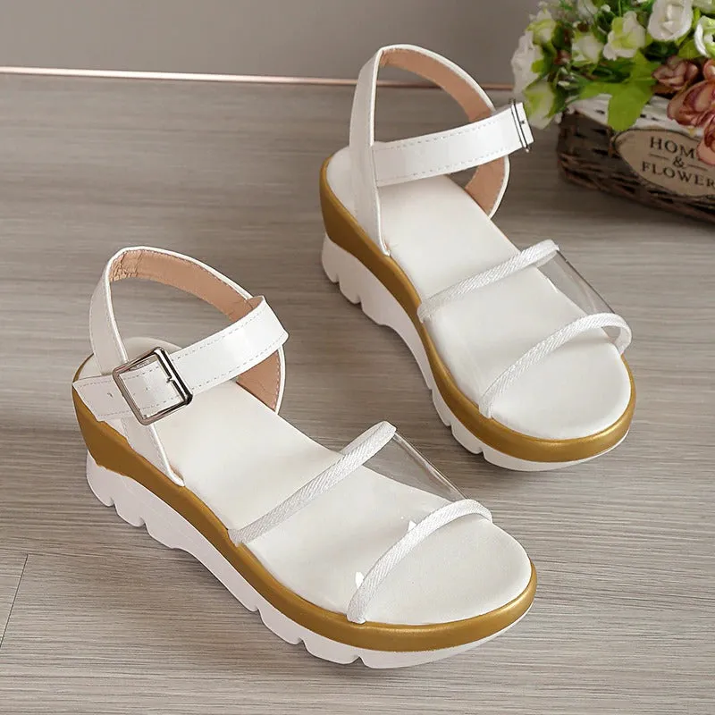 OCW Arch Support Sandals For Women Transparent Buckle Strap Chunky Platform Modern Summer