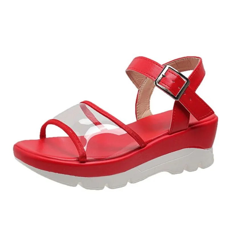 OCW Arch Support Sandals For Women Transparent Buckle Strap Chunky Platform Modern Summer