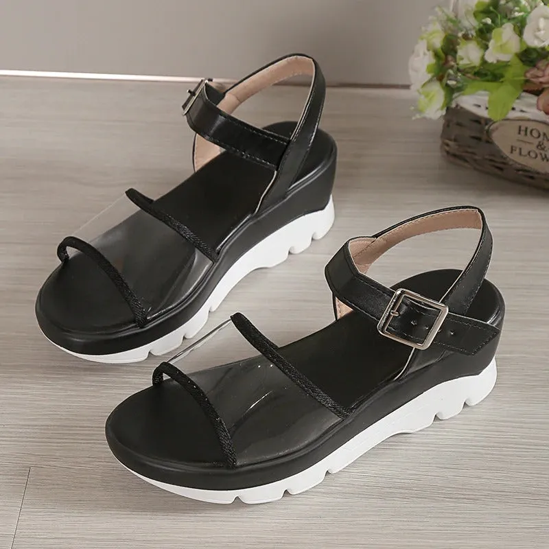 OCW Arch Support Sandals For Women Transparent Buckle Strap Chunky Platform Modern Summer