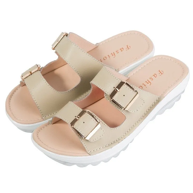 OCW Casual Platform Sandals For Women Water-resistance Wide Width Colorful Beach Vacation Footwear