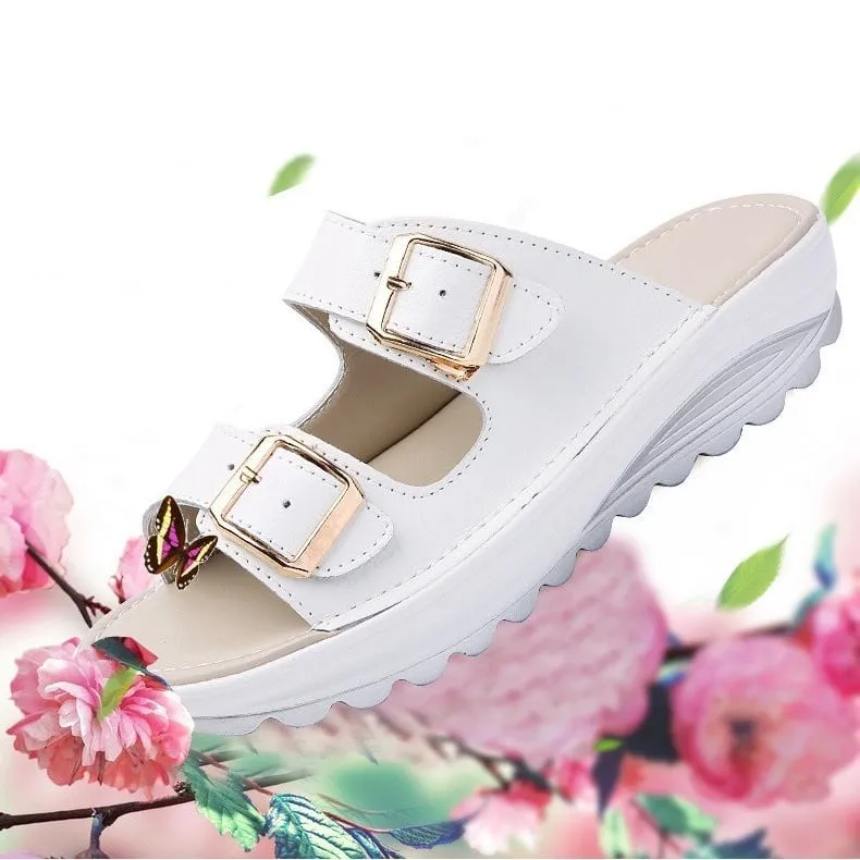 OCW Casual Platform Sandals For Women Water-resistance Wide Width Colorful Beach Vacation Footwear