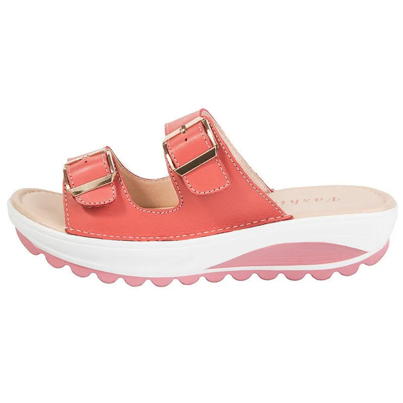 OCW Casual Platform Sandals For Women Water-resistance Wide Width Colorful Beach Vacation Footwear