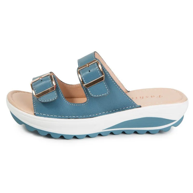 OCW Casual Platform Sandals For Women Water-resistance Wide Width Colorful Beach Vacation Footwear