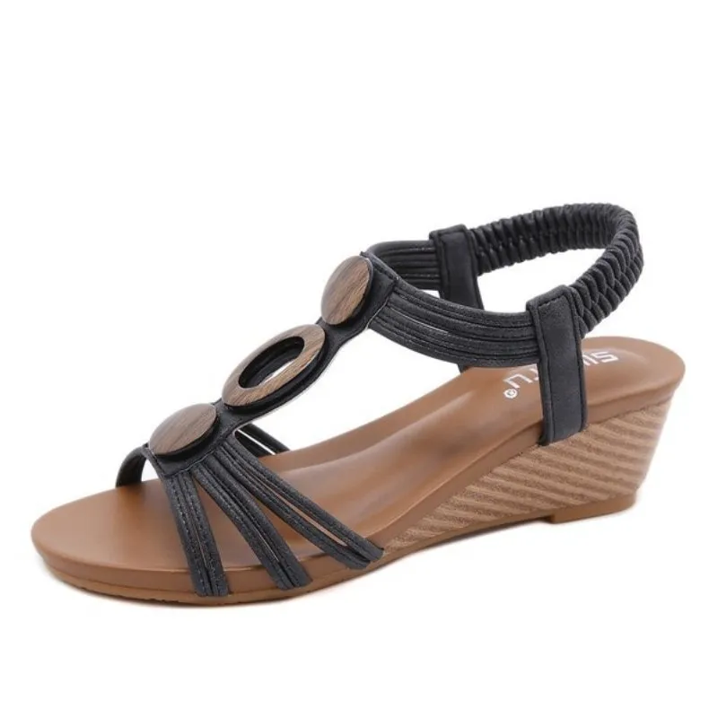 OCW Fashionable Women Orthopedic Sandals Vintage Design Crystals Back Strap Summer Holiday