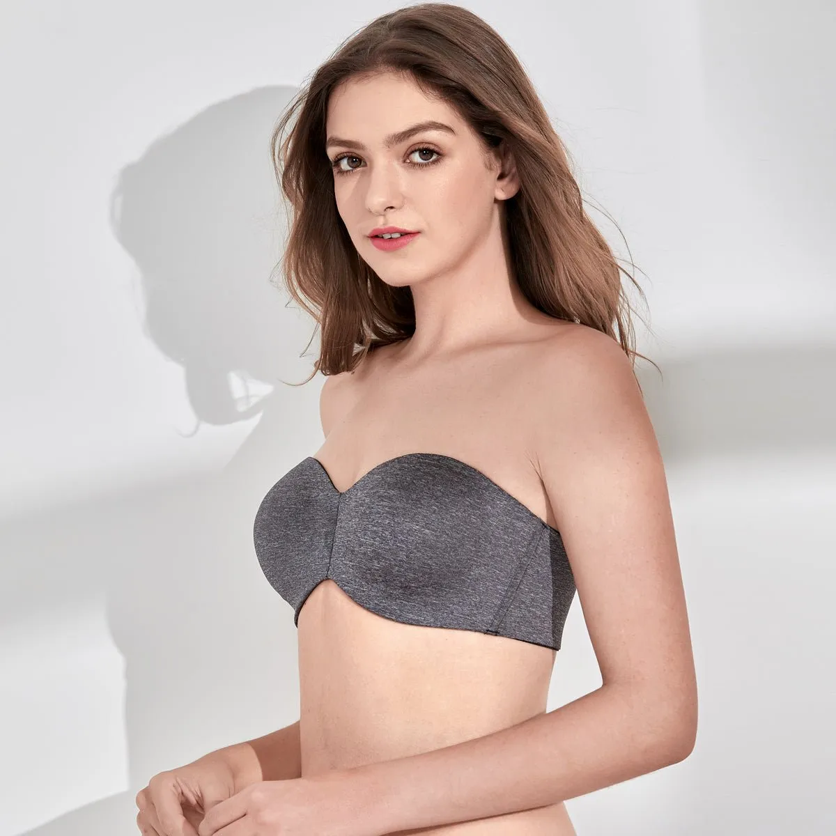 Perfect Support Strapless Unlined Underwire Plus Size Minimizer Charcoal Bra