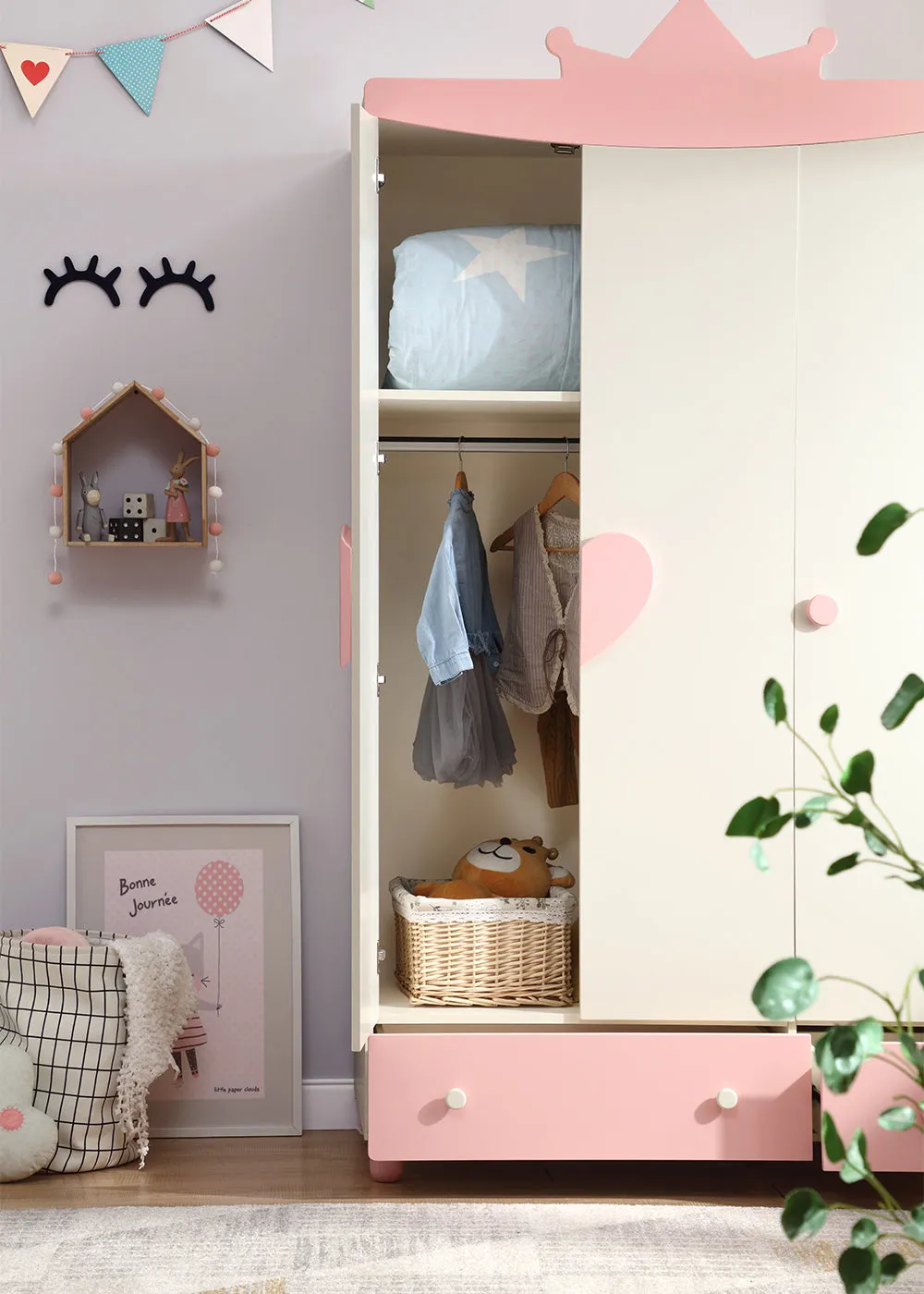 Princess Isabella Pink Wardrobe Cabinet