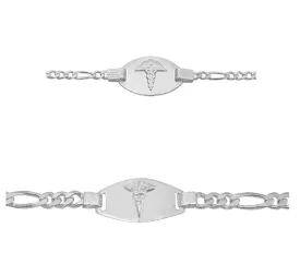 Real silver medical id figaro bracelets