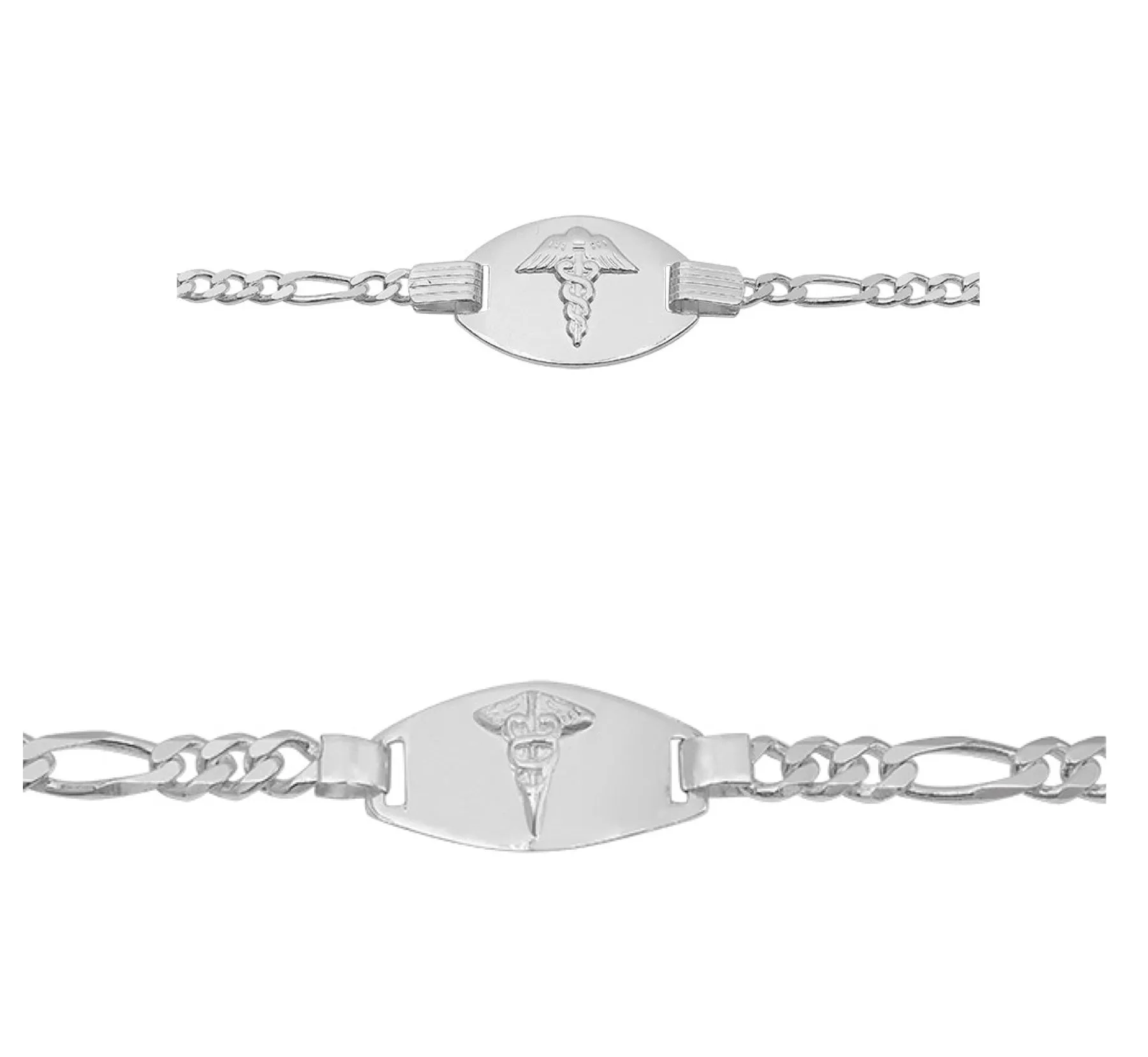 Real silver medical id figaro bracelets