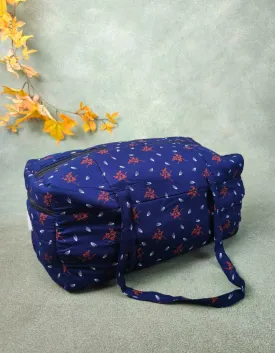 Rectangle Travel Bag Dark Blue with Coral Prints Design