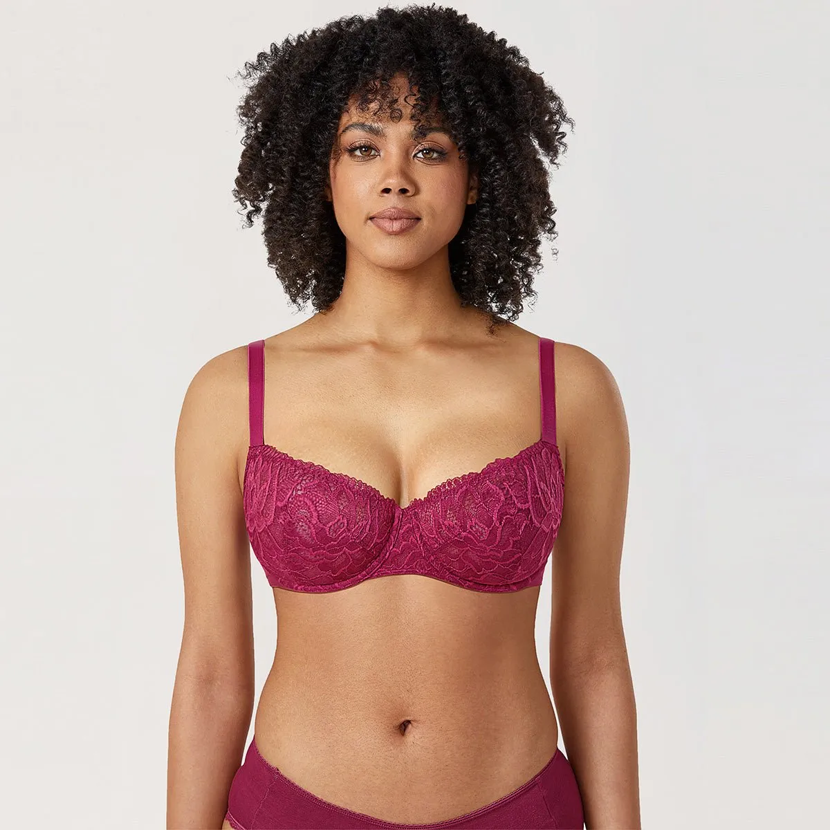 Sexy See Through Extra Lift Underwire Purple Demi Bra