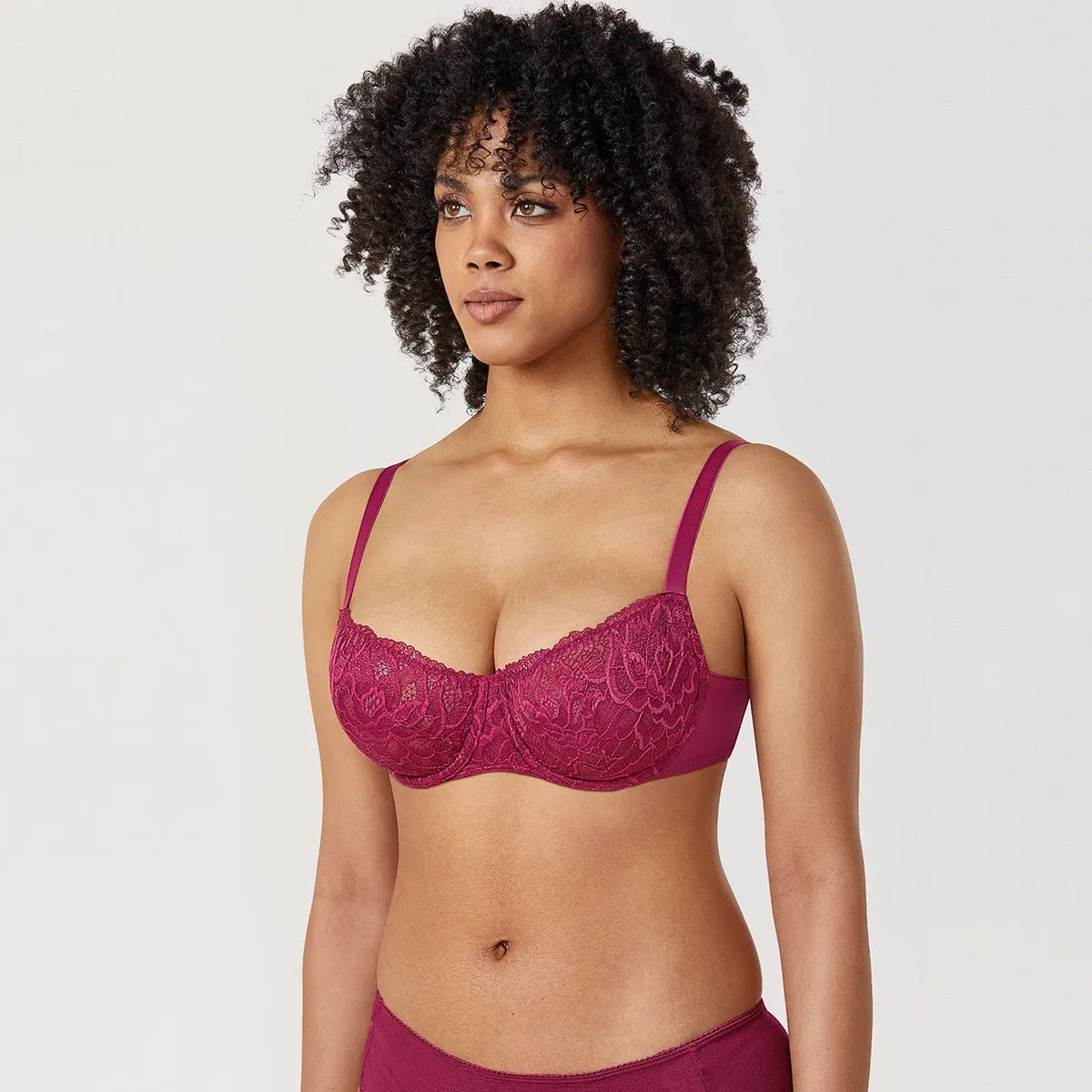 Sexy See Through Extra Lift Underwire Purple Demi Bra