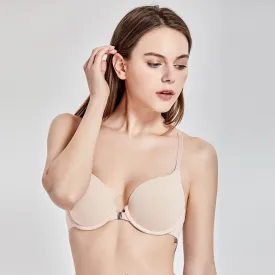 Sleek Invisible Padded Underwire Smooth Front Closure Nude Bra