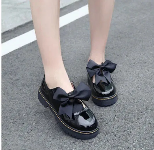 Sohiwoo jk uniform women shoes Round Head bowknot cosplay shoes loli cos kawaii girl japaneses preppy style sweet lolita shoes student