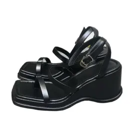 Square Toe Slippers Rubber Platform Sandals