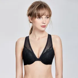 Stability Mesh Padded Underwire Back Closure Black Bra