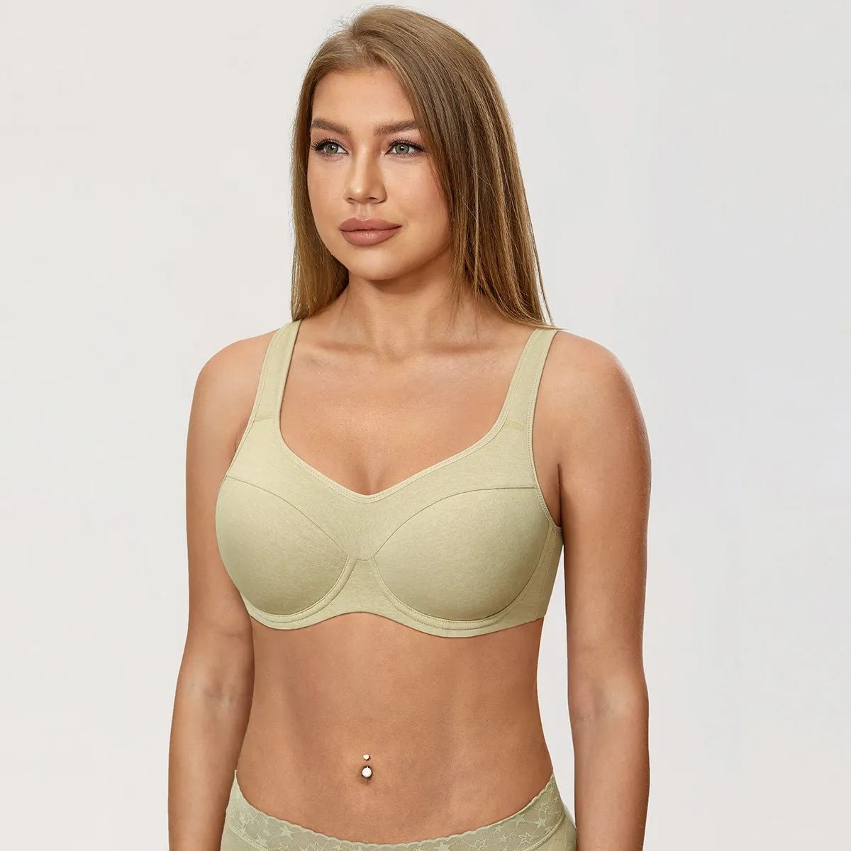 Stress Reduce Underwire Support Green Full Coverage Bra