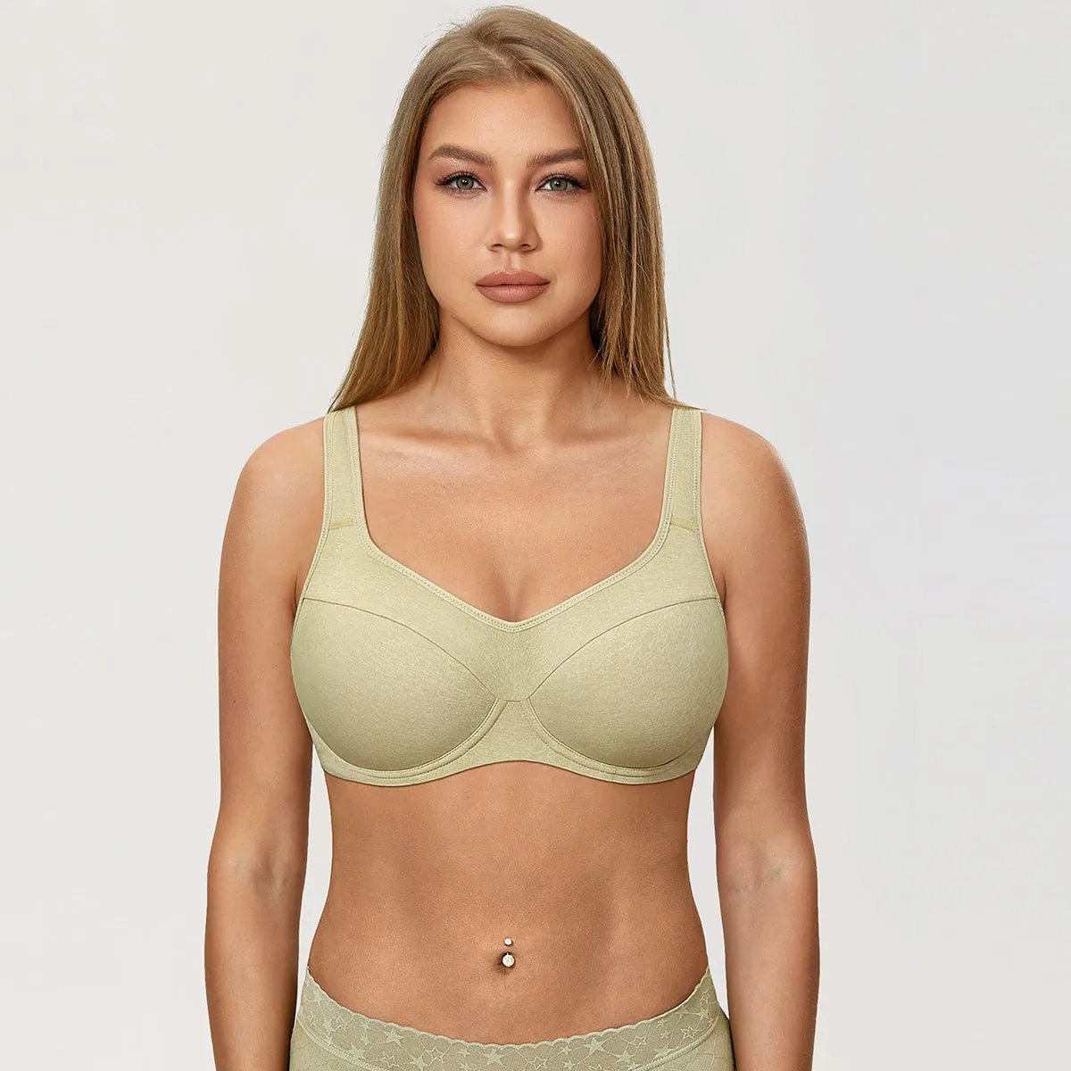 Stress Reduce Underwire Support Green Full Coverage Bra