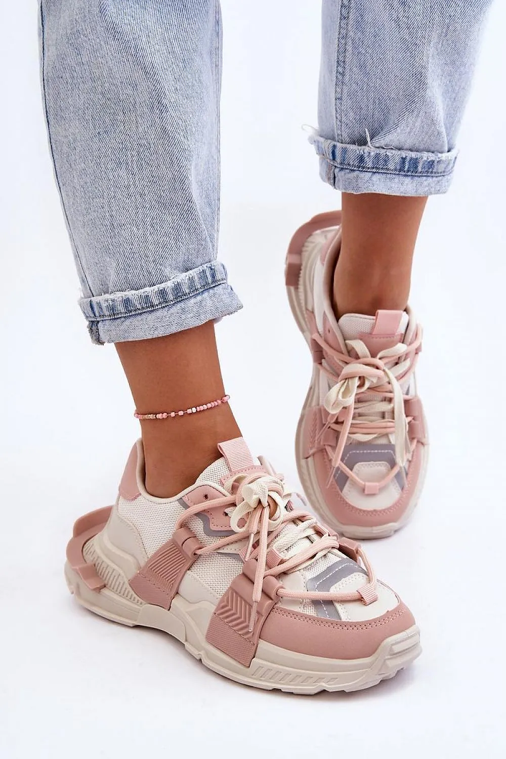 TEEK - Beige Blush Grouped Lace Sneakers