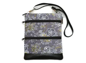 Travel Bags Crossbody Purse - Cross Body - Faux Leather - Tablet Purse -  Metallic Dawn Fabric