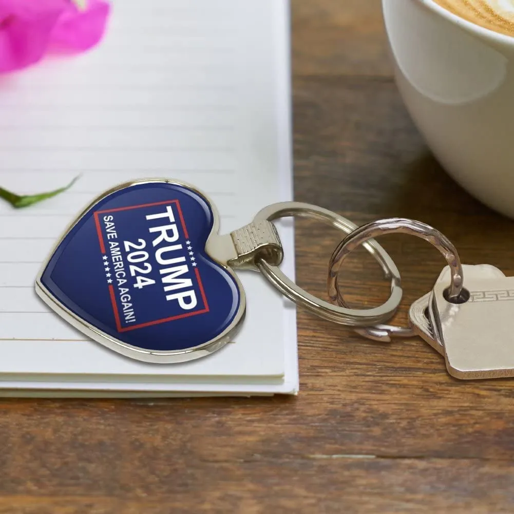 Trump 2024 Keychain Heart Love Metal Key Chain Ring