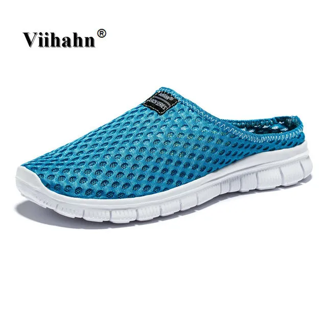 Viihahn Men's Slippers Casual Shoes Flat Sandals Breathable Mesh Shoes Beach Aqua Anti-Slip Outdoor Shoes Plus Size 46