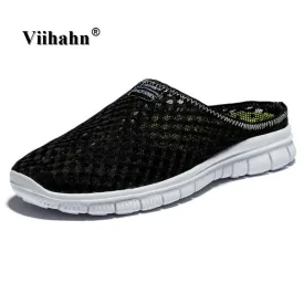 Viihahn Men's Slippers Casual Shoes Flat Sandals Breathable Mesh Shoes Beach Aqua Anti-Slip Outdoor Shoes Plus Size 46