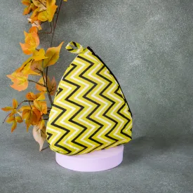 Weaver Nest Yellow Colour with white and Black Colour Zig zag Design.