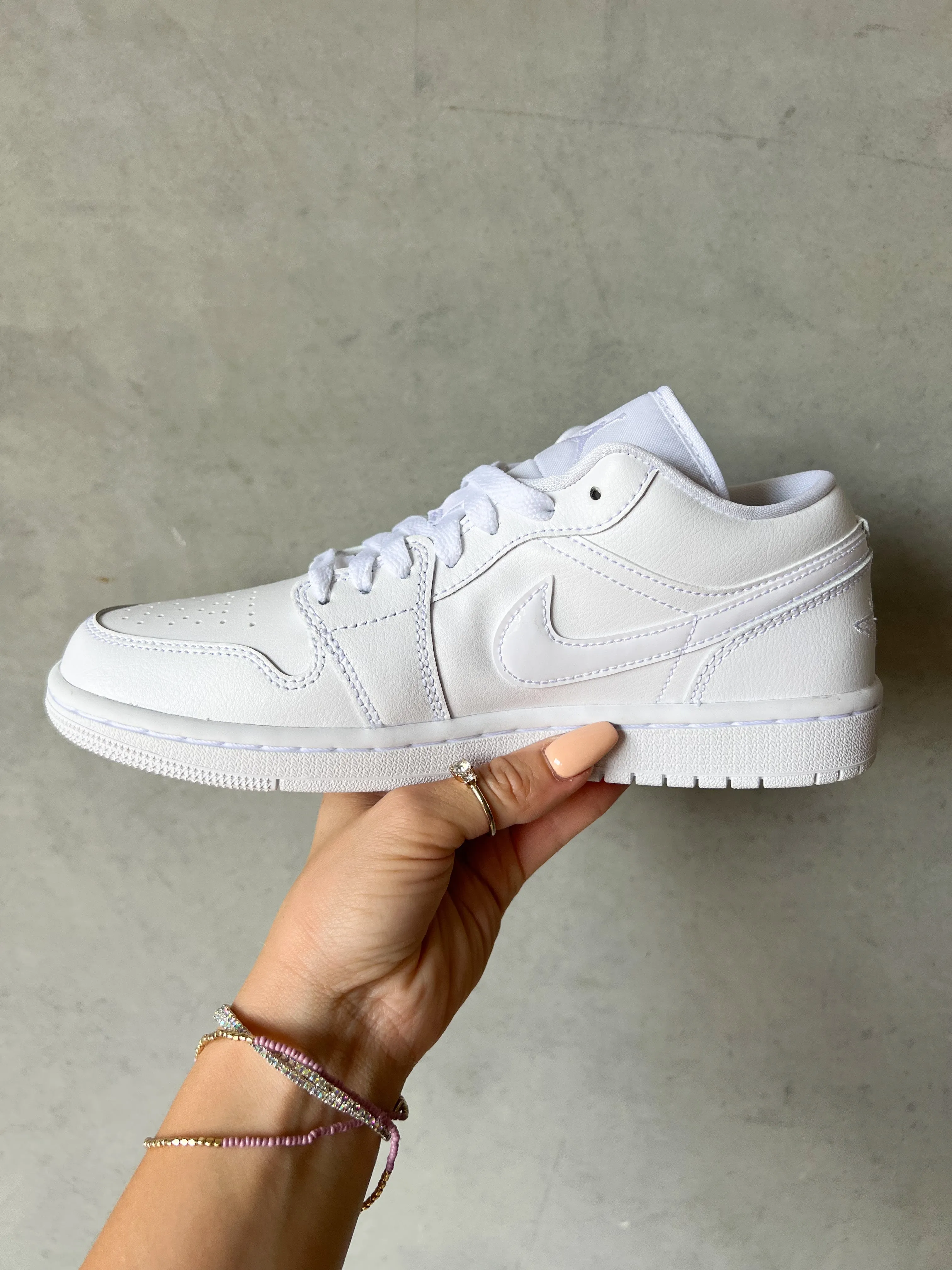 White Swarovski Women’s Air Jordan 1 Low Shoes